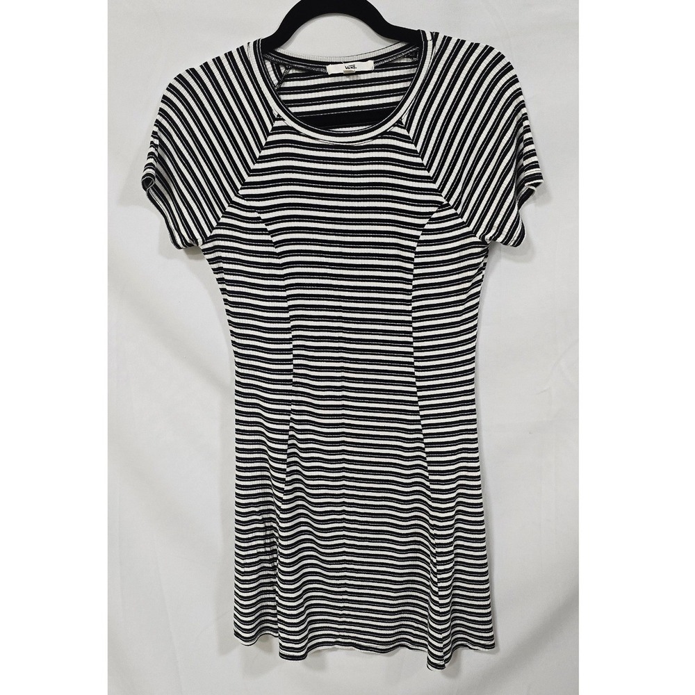Vans women S ribbed short sleeve striped mini dress skater granola streetwear